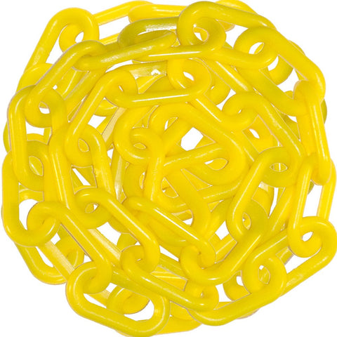 Heavy Duty Plastic Barrier Chain, 2", 50', Yellow - StaplermaniaStore