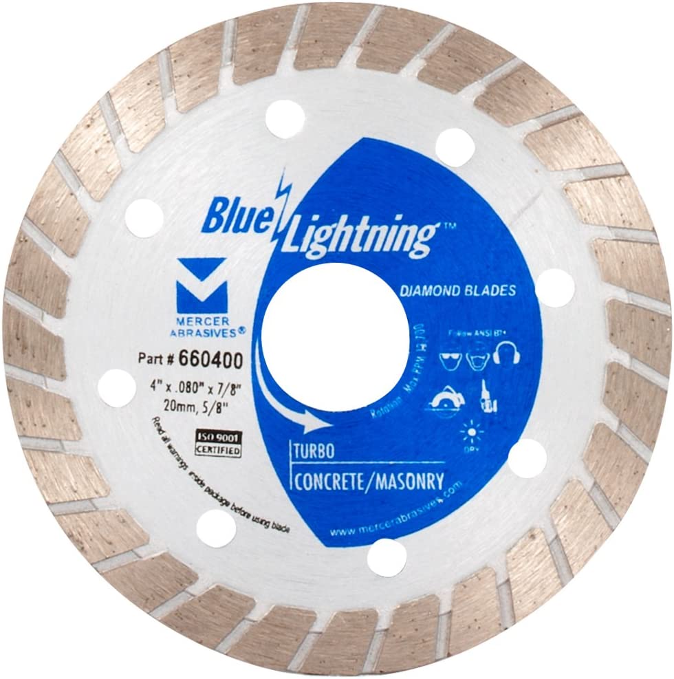 Mercer Abrasives Industries 660400 Blue Lightning Turbo Diamond Blade, 4-Inch