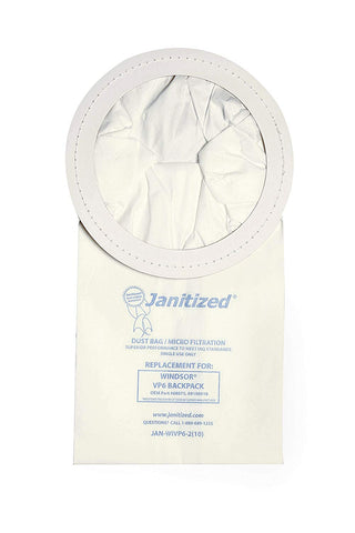 Janitized JAN-WIVP6-2(10) Premium Replacement Commercial Vacuum Paper Bag for Windsor Vac Pac 6 Vacuum Cleaners, OEM#68075, 89198910 (Pack of 10) - StaplermaniaStore