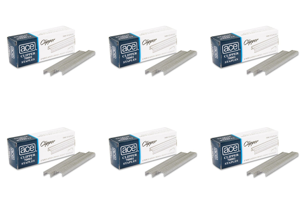 Ace Office Products 70001 Staples, Undulated, For 07020 Clipper Plier, 5000/BX, 6 Packs