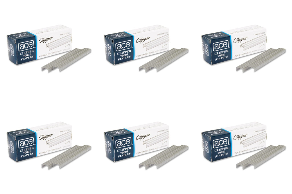 Ace Office Products 70001 Staples, Undulated, For 07020 Clipper Plier, 5000/BX, 6 Packs