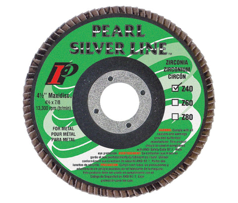 Pearl Abrasive MAX4540ZT 4-1/2" by 7/8" 40 grit Maxidisc, Flap Discs - StaplermaniaStore