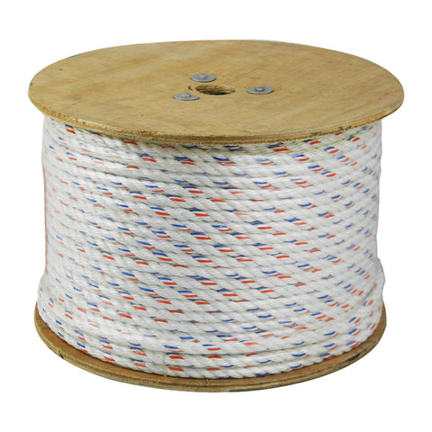 CWC 325045 3-Strand Poly-Dacron 600-Feet White Rope with Tracer, 1/2-inch - StaplermaniaStore