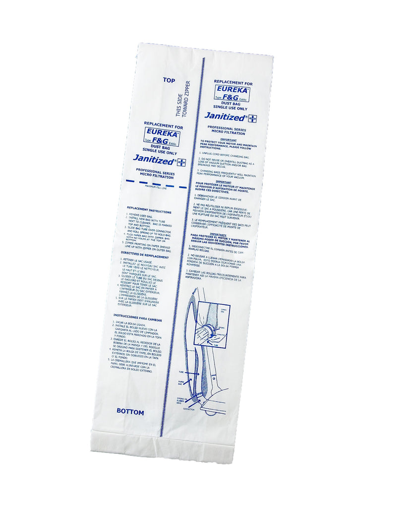 Janitized JAN-EUF&G(10) Premium Replacement Commercial Vacuum Bag, Clarke ReliaVac, Eureka F and G, Hawk Koblenz, Advance ReliaVac, Power Flite, OEM# 52356, 56637120, 56637120 (Pack of 10)