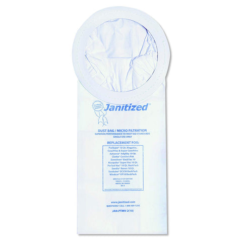 Janitized JANPTMV2 Vacuum Filter Bags Designed to Fit ProTeam 10 Qt. Super Coach/MegaVac (Case of 100) - StaplermaniaStore
