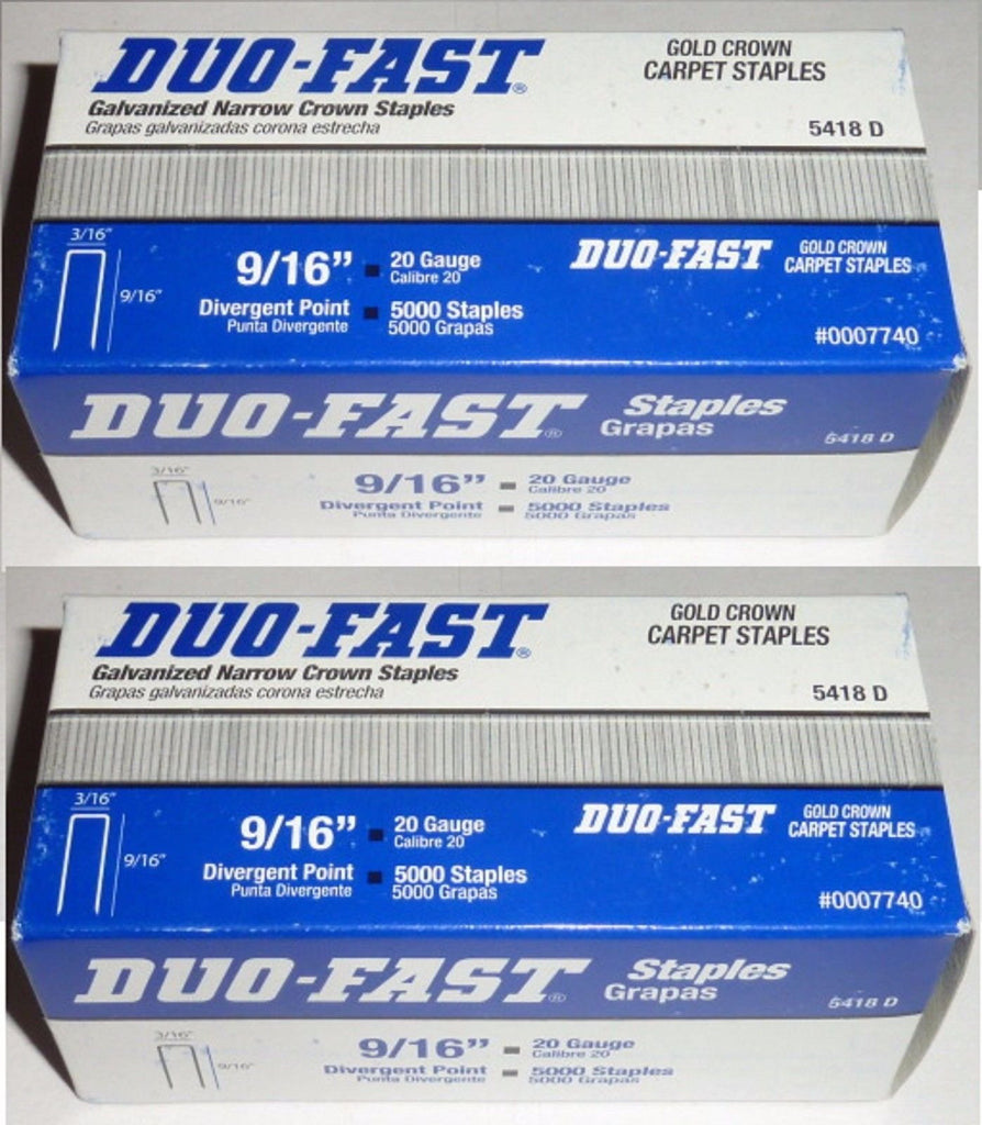 Duo-Fast 5418D Staples 10000 staples Duo-Fast 5418D Staples 9 /16" x 3/16" crown (2 Boxes of 5000) 3/16#BH4151Y G154GHRED131900