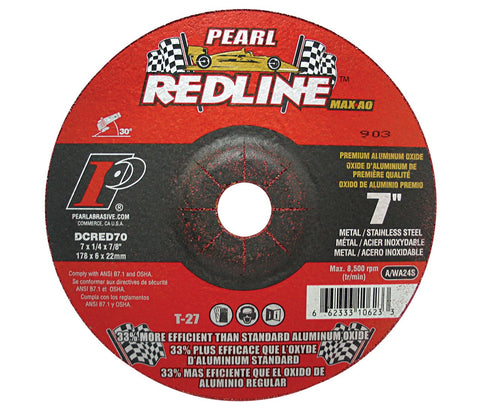 Pearl Abrasive DCRED70 7" by 1/4" by 7/8" Depressed Center Grinding Wheels - StaplermaniaStore