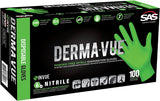 SAS Safety 66551 Derma-VUE Powder-Free Exam Grade 6 Mil Nitrile Gloves, Medium, Neon Green - StaplermaniaStore