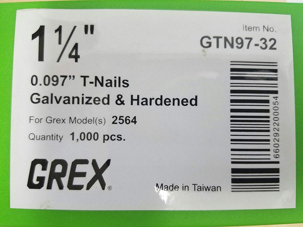 GREX 1 1/4" X 097 T NAILS 1M - StaplermaniaStore