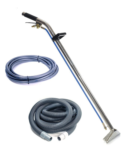 Sandia 80-8009-A Stainless Steel Single Jet 12" Single Bend Wand with 15' Vacuum and Solution Hoses - StaplermaniaStore