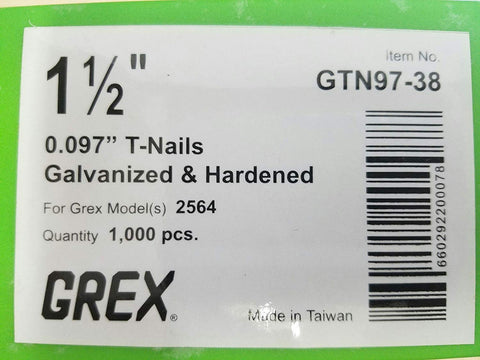 GREX 1 1/2" X 097 T NAILS 1M - StaplermaniaStore