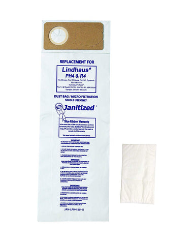 Janitized JAN-LPH4-2(10) Paper Premium Replacement Commercial Vacuum Bag For Euroclean Pro, Lindhaus Healthcare Pro, RX HEPA,CH Pro, Dynamic Vacuum Cleaners (10-10 packs) - StaplermaniaStore