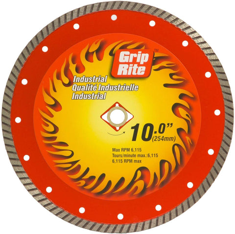 Grip-Rite GRTDB10I 10-Inch Industrial Turbo Rim Diamond Blade - StaplermaniaStore
