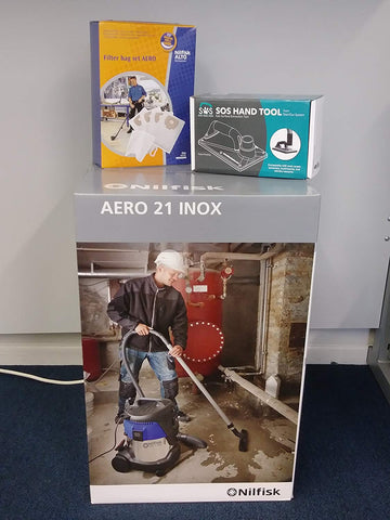 Nilfisk Aero 21 5 Gal. Professional Wet/Dry HEPA Vac, S.O.S. Sub Surface Carpet Extraction Tool & NILFISK- 302002404 Bag Set - StaplermaniaStore