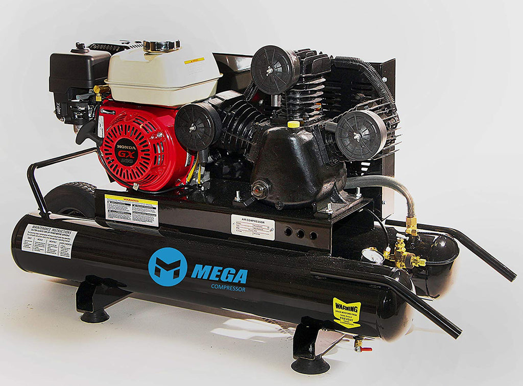 Gasoline Powered Air Compressor - 6.5 HP Honda GX200 Engine 10 Gallon Wheel Barrow - StaplermaniaStore