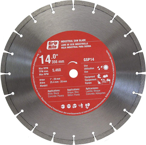 Grip Rite Prime Guard GSP14 General Purpose Industrial Saw Blade with 10mm Segments, 14" - StaplermaniaStore