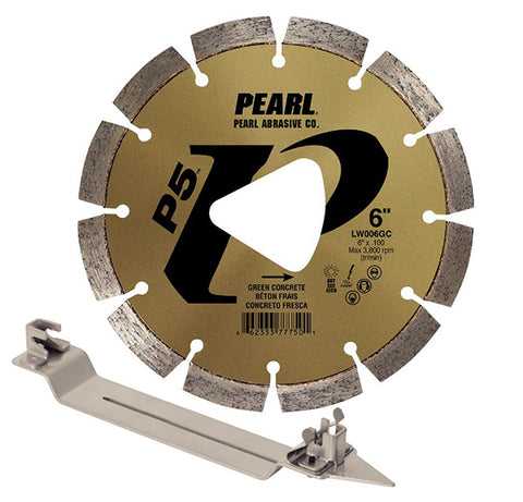 Pearl Abrasive LW006GC P5 Green Concrete Early Entry Blade Kit, 6-Inch, Gold