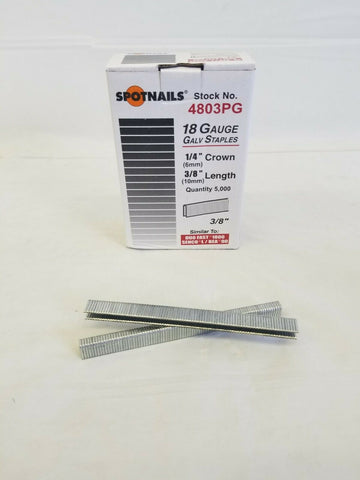 Spot Nails Spot Nails 4803PG 18 Gauge Staples with 1/4-inch Crown and 3/8-inch Leg Similar to Senco L06 5,000 per Box