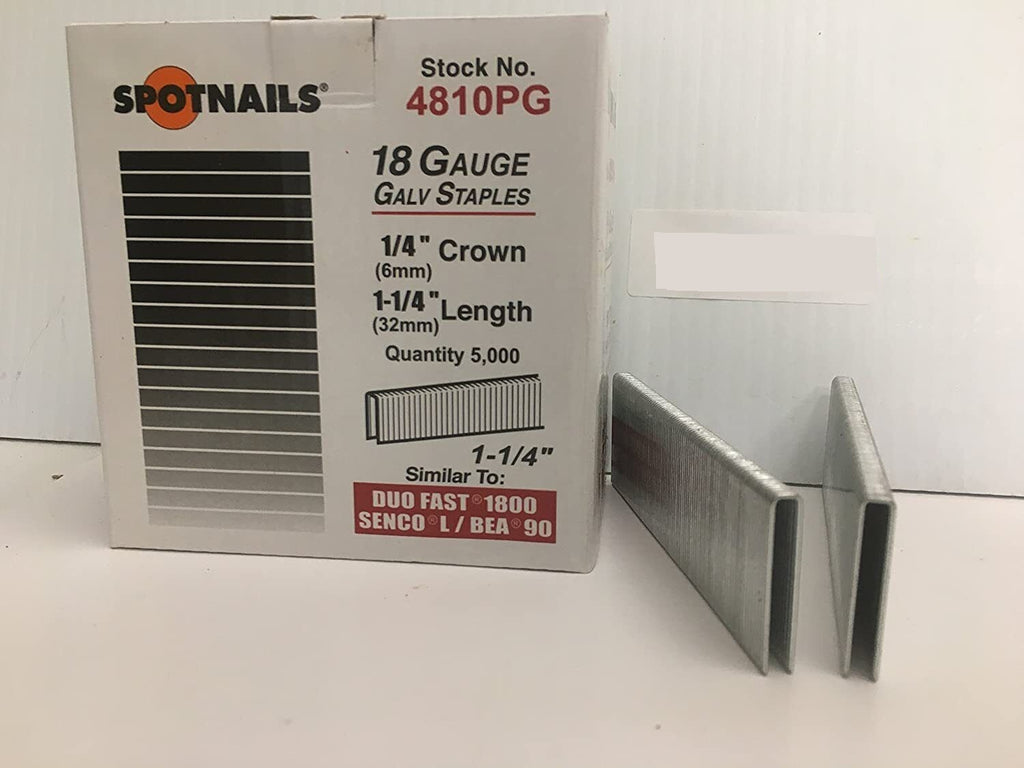 SPOTNAILS 4810PG L/90 18 Gauge 1/4" Crown,1-1/4" leg. 5000Pc